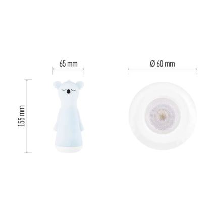 Himennettävä ladattava lasten LED-taskulamppu yövalolla 2-in-1 LED/3,7V 1200 mAh