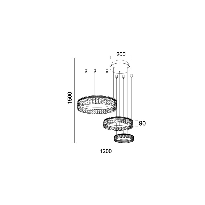 LED-himmennettävä kristallikruunu vaijerilla THALIA LED/120W/230V 3000-6000K + kaukosäädin