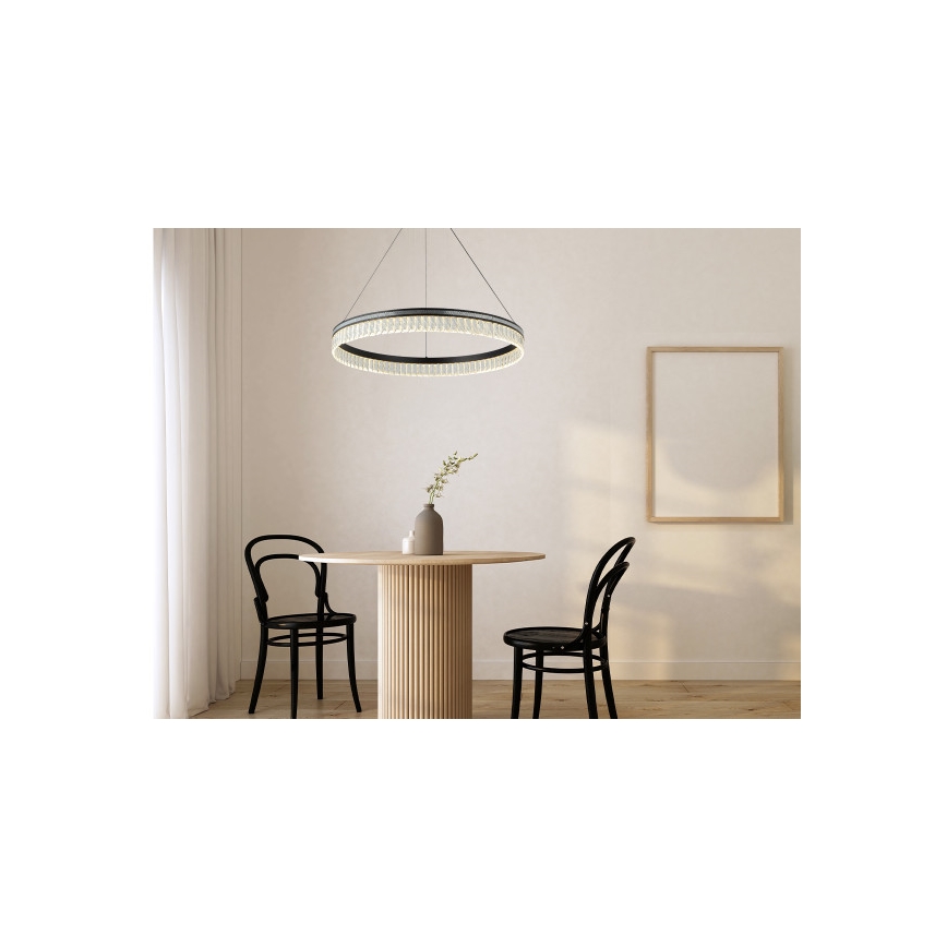 LED-himmennettävä kristallikruunu vaijerilla THALIA LED/55W/230V 3000-6000K halkaisija 80 cm + kaukosäädin