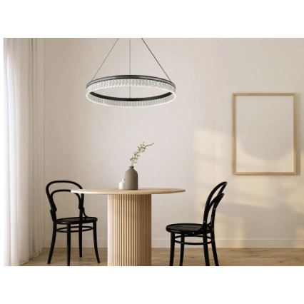 LED-himmennettävä kristallikruunu vaijerilla THALIA LED/55W/230V 3000-6000K halkaisija 80 cm + kaukosäädin