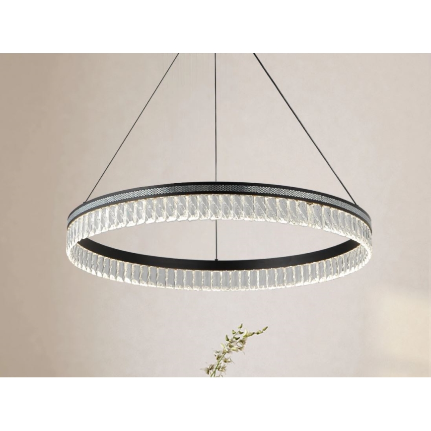 LED-himmennettävä kristallikruunu vaijerilla THALIA LED/55W/230V 3000-6000K halkaisija 80 cm + kaukosäädin