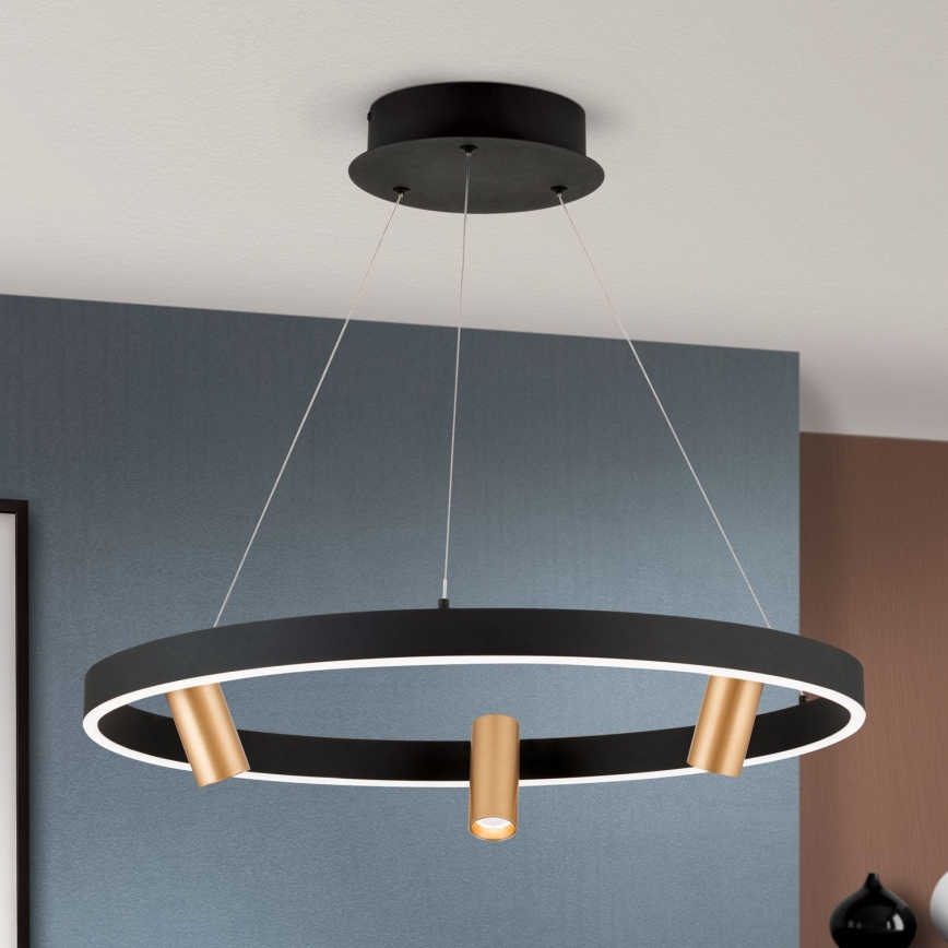Himmennettävä LED-kattokruunu johdossa BERLIN LED/50W/230V musta/kulta