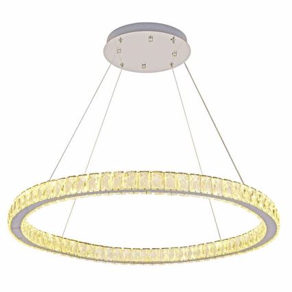LED Himmennettävä kristalli kattokruunu johdossa LED/100W/230V 3000-6500K hopea + kauko-ohjaus