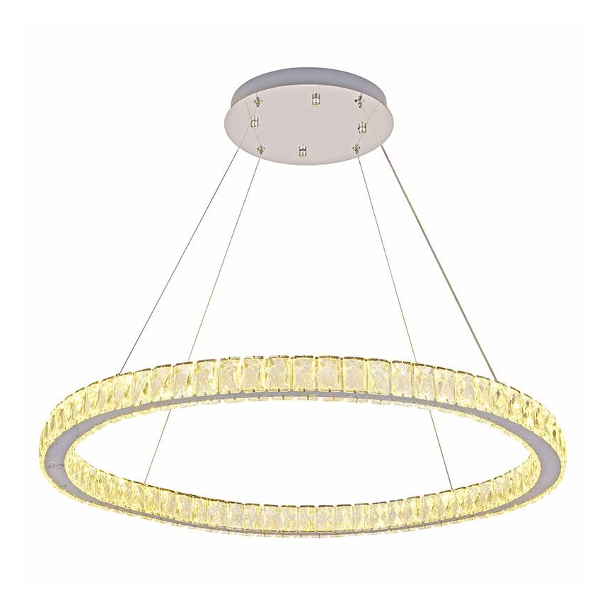 LED Himmennettävä kristalli kattokruunu johdossa LED/100W/230V 3000-6500K hopea + kauko-ohjaus