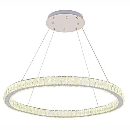 LED Himmennettävä kristalli kattokruunu johdossa LED/100W/230V 3000-6500K hopea + kauko-ohjaus