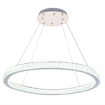 LED Himmennettävä kristalli kattokruunu johdossa LED/100W/230V 3000-6500K hopea + kauko-ohjaus