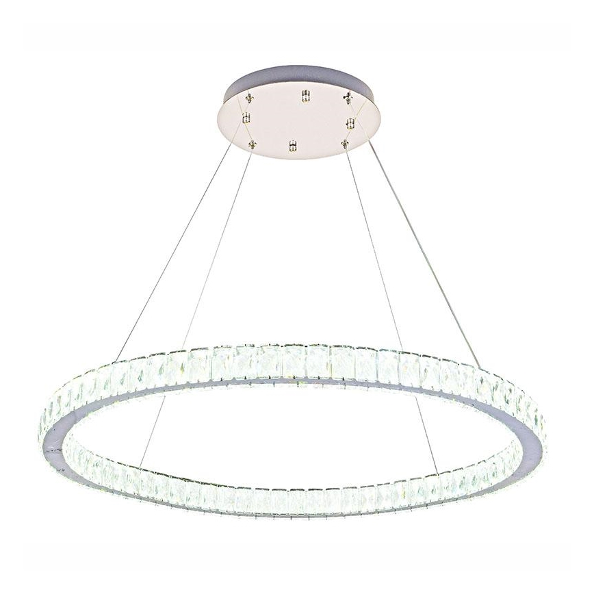 LED Himmennettävä kristalli kattokruunu johdossa LED/100W/230V 3000-6500K hopea + kauko-ohjaus
