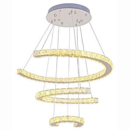 LED Himmennettävä kristalli kattokruunu johdossa LED/100W/230V 3000-6500K hopea + kauko-ohjaus