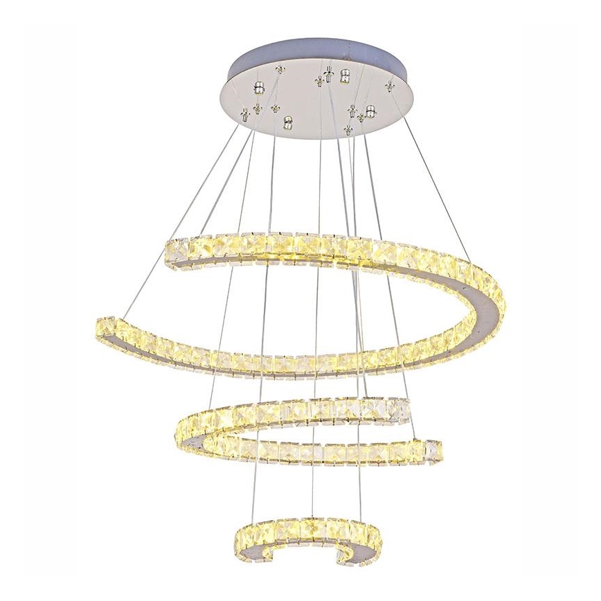LED Himmennettävä kristalli kattokruunu johdossa LED/100W/230V 3000-6500K hopea + kauko-ohjaus