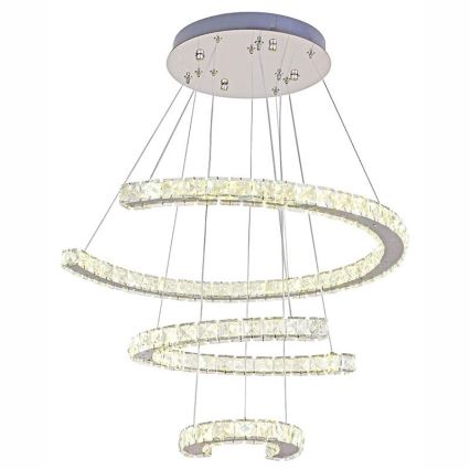 LED Himmennettävä kristalli kattokruunu johdossa LED/100W/230V 3000-6500K hopea + kauko-ohjaus