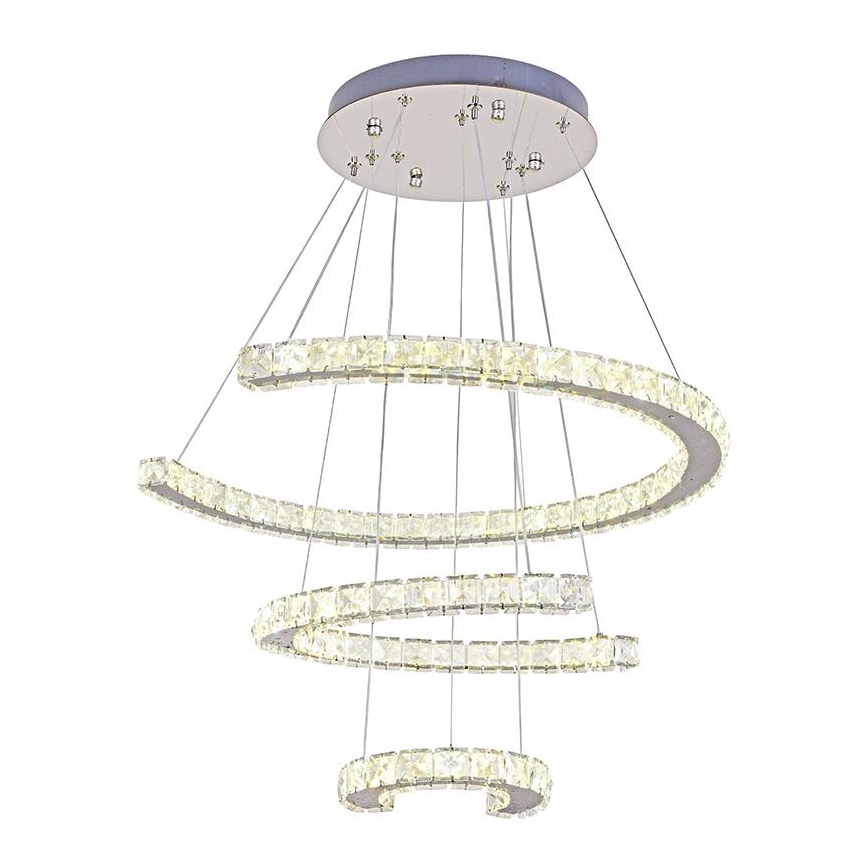LED Himmennettävä kristalli kattokruunu johdossa LED/100W/230V 3000-6500K hopea + kauko-ohjaus