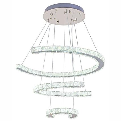 LED Himmennettävä kristalli kattokruunu johdossa LED/100W/230V 3000-6500K hopea + kauko-ohjaus