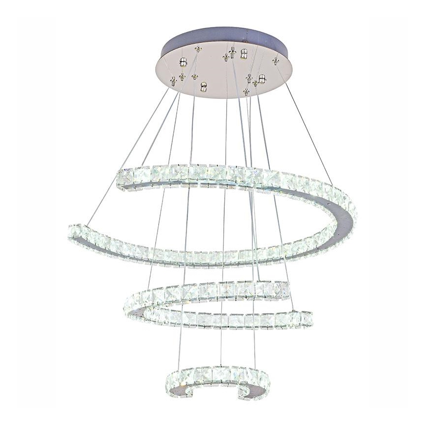 LED Himmennettävä kristalli kattokruunu johdossa LED/100W/230V 3000-6500K hopea + kauko-ohjaus