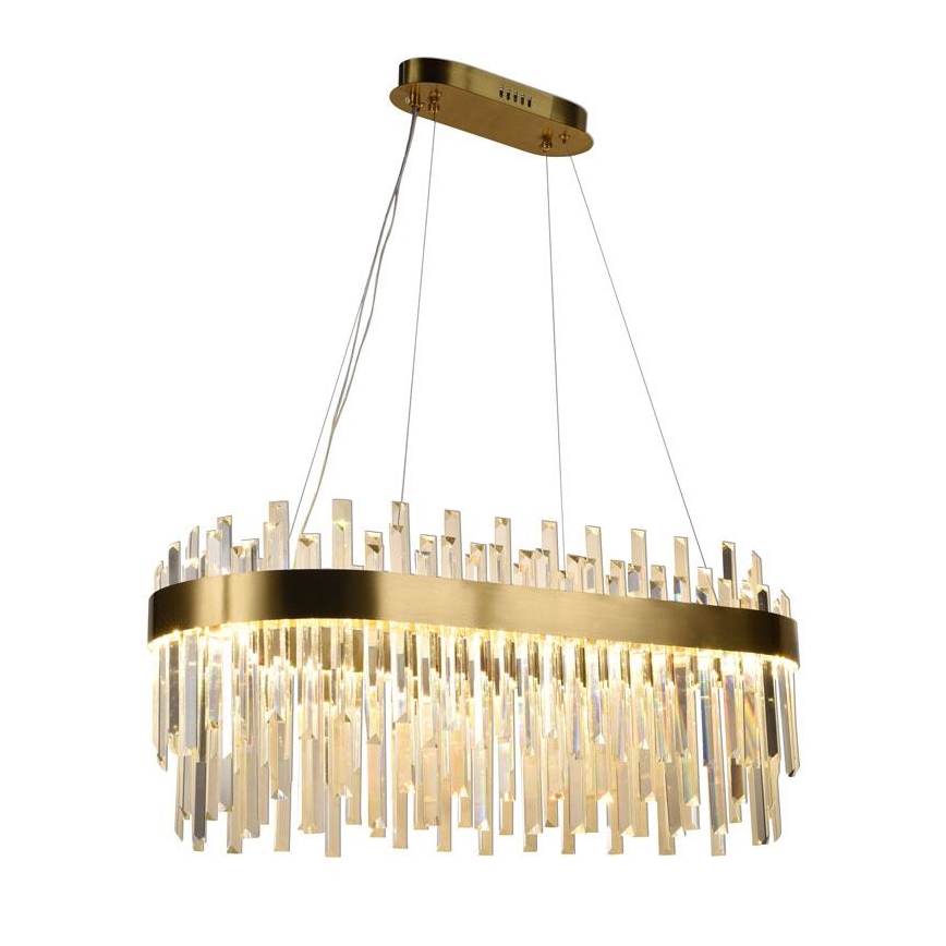 LED Himmennettävä kristalli kattokruunu johdossa LED/100W/230V 3000-6500K kulta + kauko-ohjaus