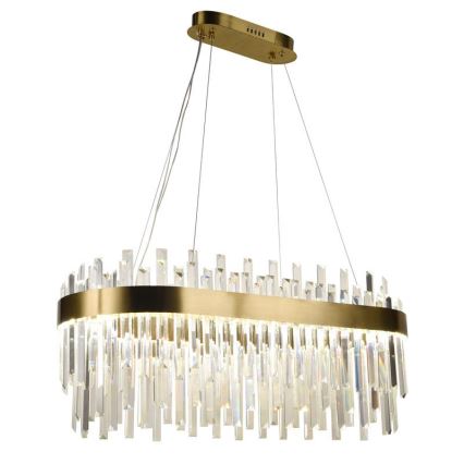 LED Himmennettävä kristalli kattokruunu johdossa LED/100W/230V 3000-6500K kulta + kauko-ohjaus