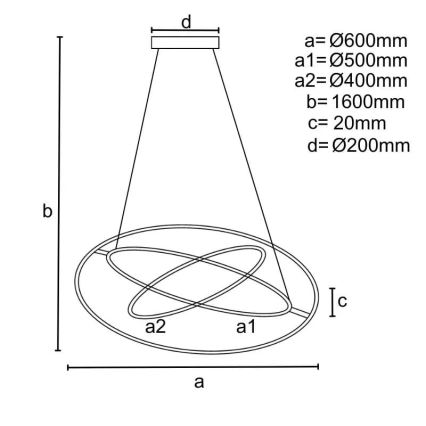 Himmennettävä LED-kattokruunu johdossa LED/105W/230V 3000-6500K + kauko-ohjaus