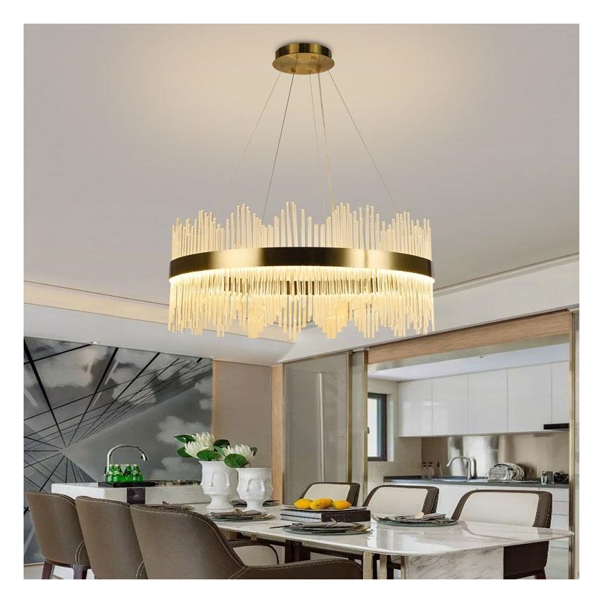 LED Himmennettävä kristalli kattokruunu johdossa LED/110W/230V 3000-6500K kulta + kauko-ohjaus