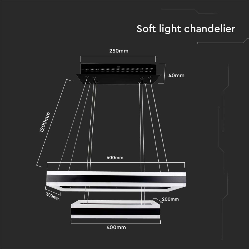 Himmennettävä LED-kattokruunu johdossa LED/113W/230V 3000K musta