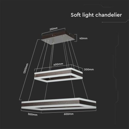 Himmennettävä LED-kattokruunu johdossa LED/113W/230V 3000K ruskea