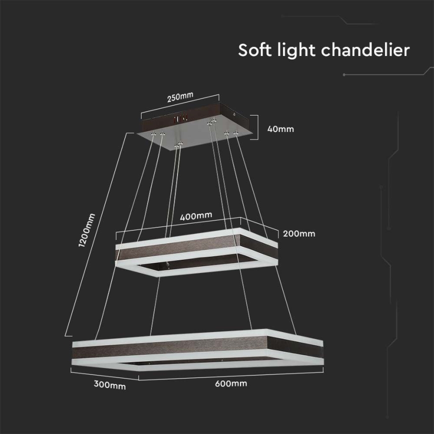 Himmennettävä LED-kattokruunu johdossa LED/113W/230V 3000K ruskea