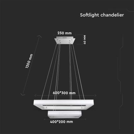Himmennettävä LED-kattokruunu johdossa LED/113W/230V 3000K valkoinen