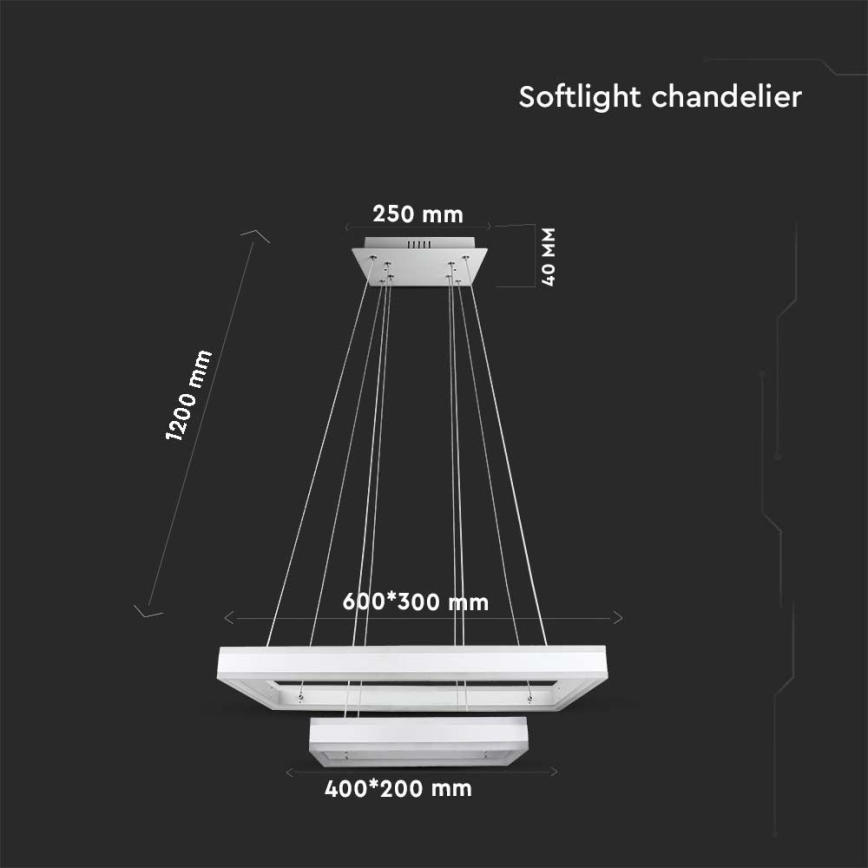 Himmennettävä LED-kattokruunu johdossa LED/113W/230V 3000K valkoinen