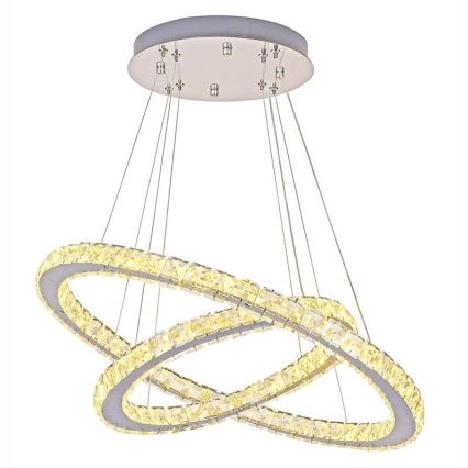 LED Himmennettävä kristalli kattokruunu johdossa LED/115W/230V 3000-6500K hopea + kauko-ohjaus