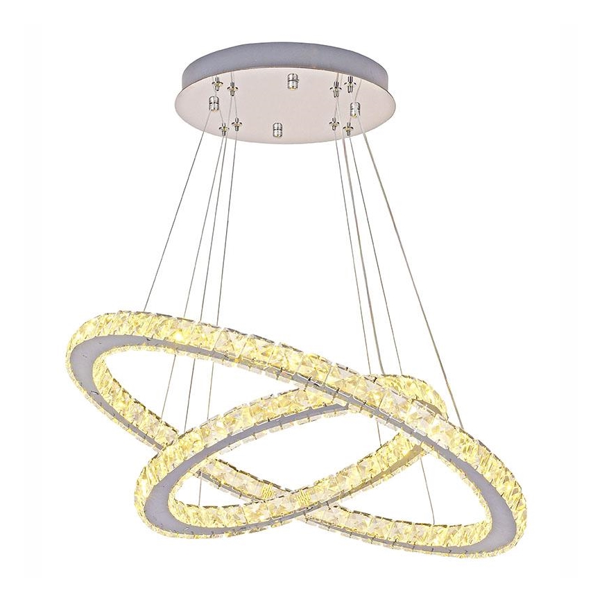 LED Himmennettävä kristalli kattokruunu johdossa LED/115W/230V 3000-6500K hopea + kauko-ohjaus