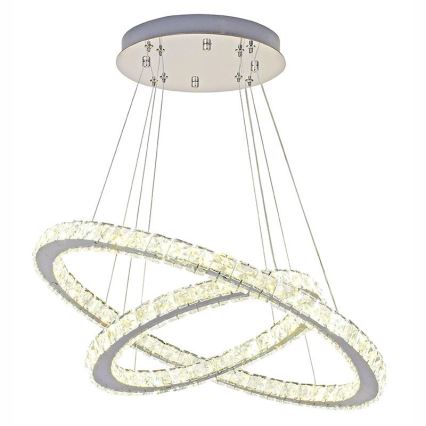 LED Himmennettävä kristalli kattokruunu johdossa LED/115W/230V 3000-6500K hopea + kauko-ohjaus