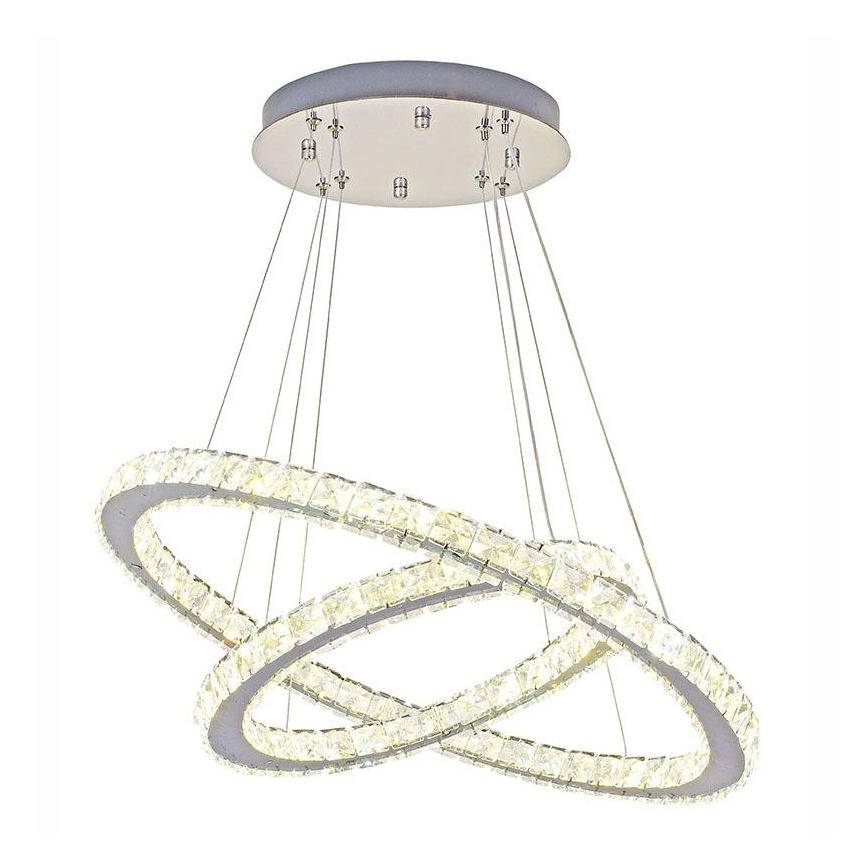 LED Himmennettävä kristalli kattokruunu johdossa LED/115W/230V 3000-6500K hopea + kauko-ohjaus