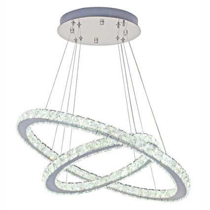 LED Himmennettävä kristalli kattokruunu johdossa LED/115W/230V 3000-6500K hopea + kauko-ohjaus