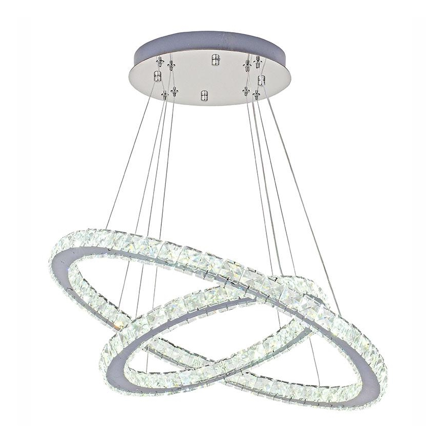 LED Himmennettävä kristalli kattokruunu johdossa LED/115W/230V 3000-6500K hopea + kauko-ohjaus
