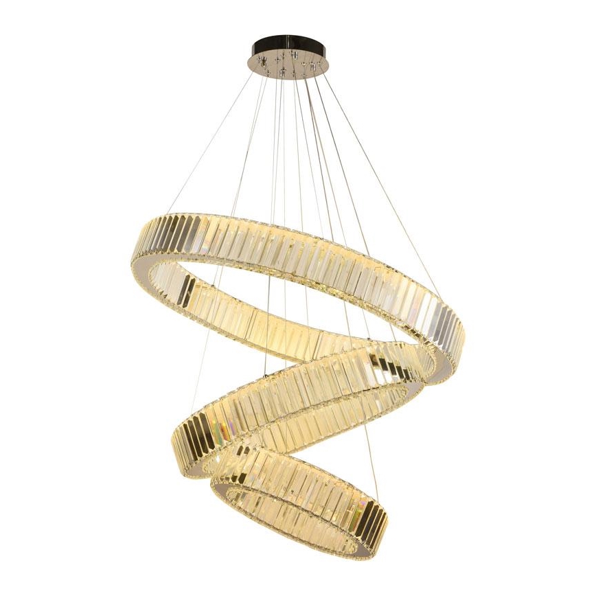 LED Himmennettävä kristallikruunu narussa LED/115W/230V 3000-6500K kiiltävä kromi + kauko-ohjaus