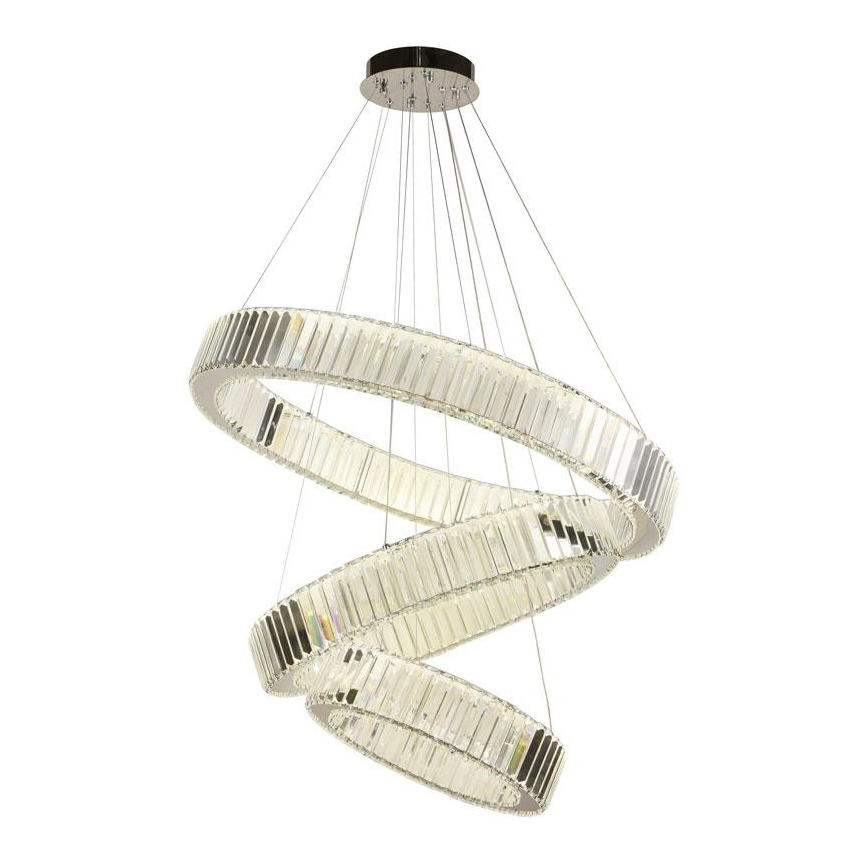 LED Himmennettävä kristallikruunu narussa LED/115W/230V 3000-6500K kiiltävä kromi + kauko-ohjaus