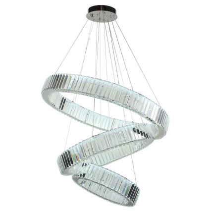 LED Himmennettävä kristallikruunu narussa LED/115W/230V 3000-6500K kiiltävä kromi + kauko-ohjaus