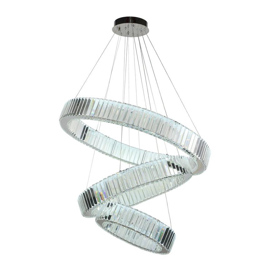 LED Himmennettävä kristallikruunu narussa LED/115W/230V 3000-6500K kiiltävä kromi + kauko-ohjaus