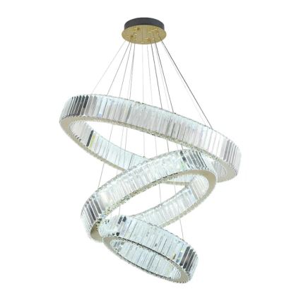 LED Himmennettävä kristalli kattokruunu johdossa LED/115W/230V 3000-6500K kromi/kulta + kauko-ohjaus