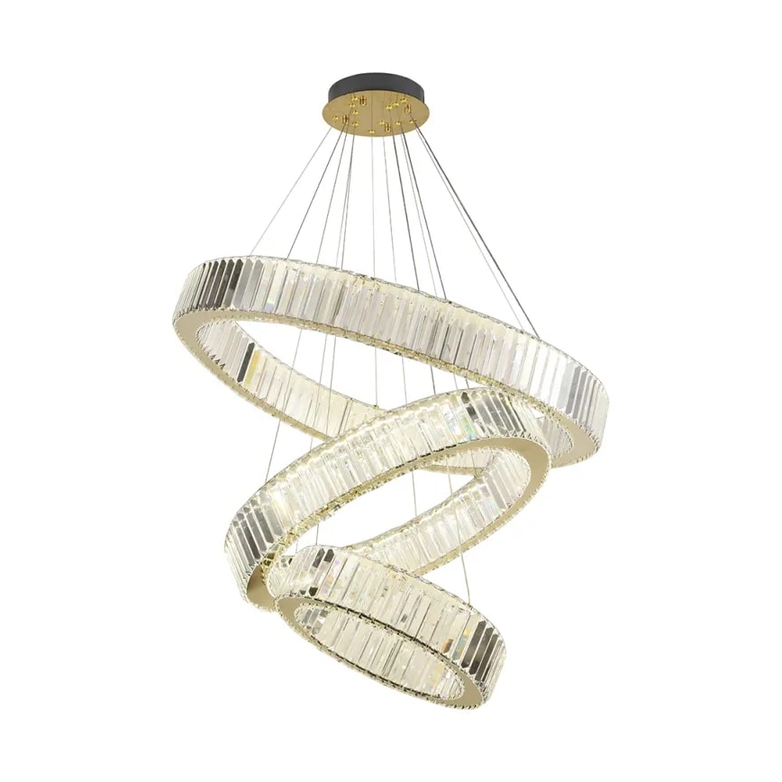 LED Himmennettävä kristalli kattokruunu johdossa LED/115W/230V 3000-6500K kromi/kulta + kauko-ohjaus