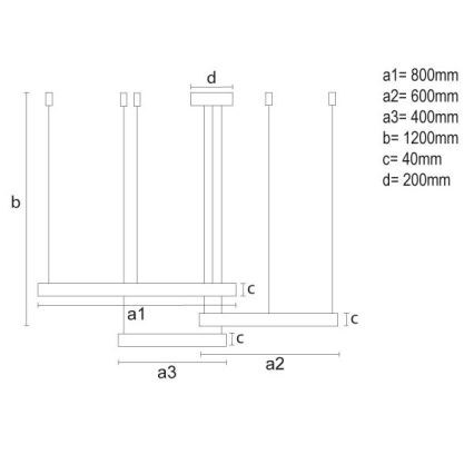 Himmennettävä LED-kattokruunu johdossa LED/125W/230V 3000-6500K + kauko-ohjaus