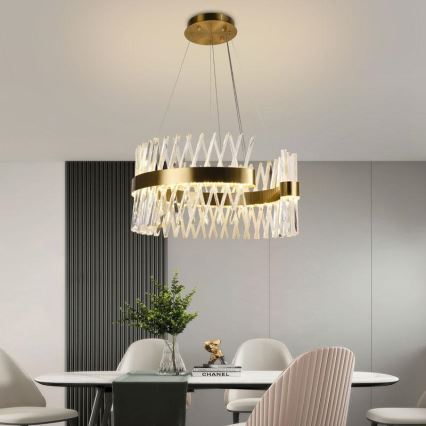 LED Himmennettävä kristalli kattokruunu johdossa LED/130W/230V 3000-6500K kulta + kauko-ohjaus