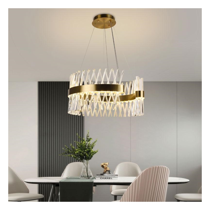 LED Himmennettävä kristalli kattokruunu johdossa LED/130W/230V 3000-6500K kulta + kauko-ohjaus
