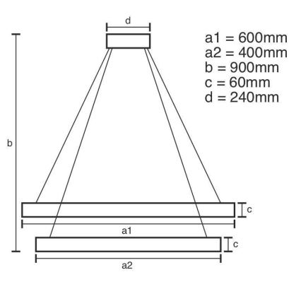 Himmennettävä LED-kattokruunu johdossa LED/135W/230V 3000-6500K + kauko-ohjaus