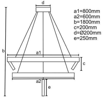 Himmennettävä LED-kattokruunu johdossa LED/140W/230V 3000-6500K + kauko-ohjaus