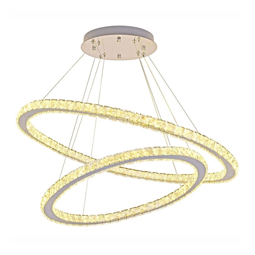 LED Himmennettävä kristalli kattokruunu johdossa LED/160W/230V 3000-6500K hopea + kauko-ohjaus