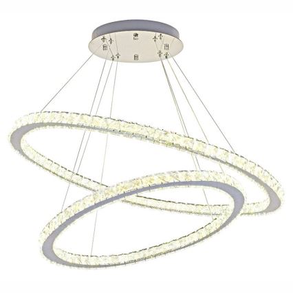 LED Himmennettävä kristalli kattokruunu johdossa LED/160W/230V 3000-6500K hopea + kauko-ohjaus