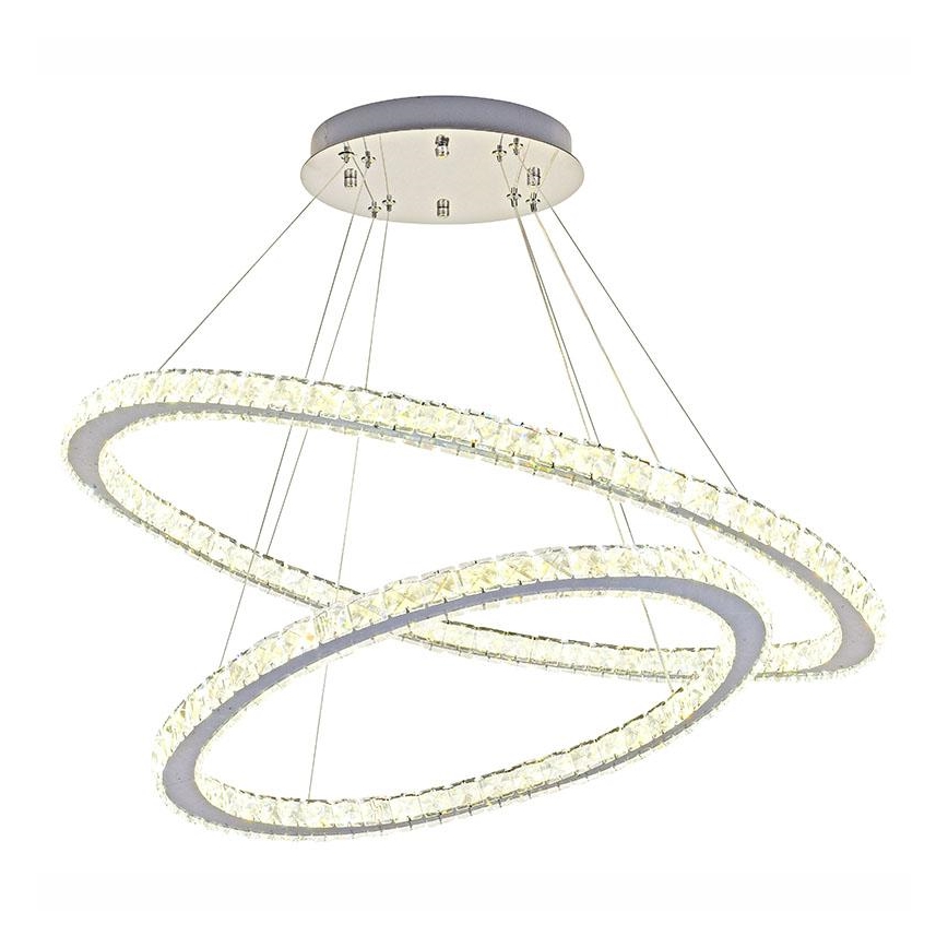 LED Himmennettävä kristalli kattokruunu johdossa LED/160W/230V 3000-6500K hopea + kauko-ohjaus