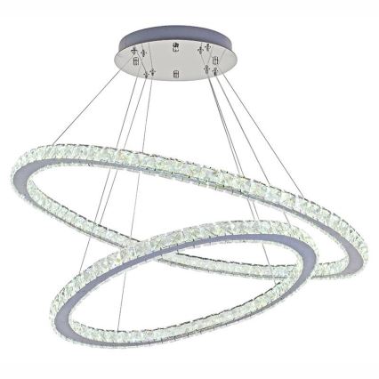 LED Himmennettävä kristalli kattokruunu johdossa LED/160W/230V 3000-6500K hopea + kauko-ohjaus