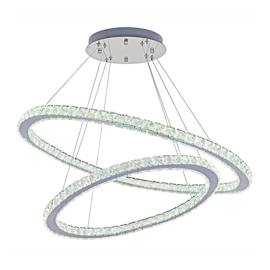 LED Himmennettävä kristalli kattokruunu johdossa LED/160W/230V 3000-6500K hopea + kauko-ohjaus