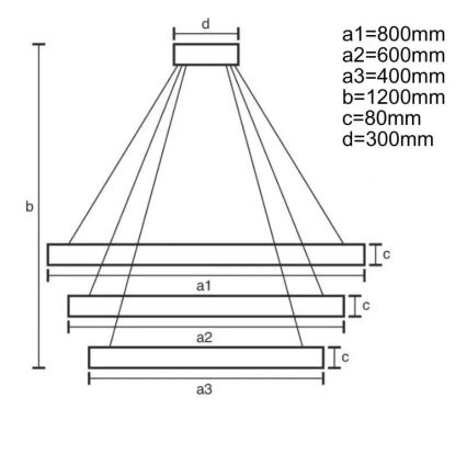 Himmennettävä LED-kattokruunu johdossa LED/170W/230V 3000-6500K + kauko-ohjaus