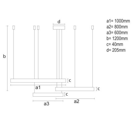 Himmennettävä LED-kattokruunu johdossa LED/170W/230V 3000-6500K + kauko-ohjaus